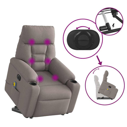 Sta-Op-Massagestoel Stof Taupe Ja Elektrisch verstelbaar