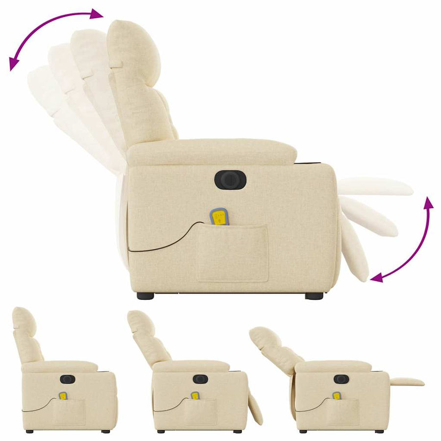 Sta-Op-Massagestoel Stof Kleurig Crème Ja Elektrisch verstelbaar