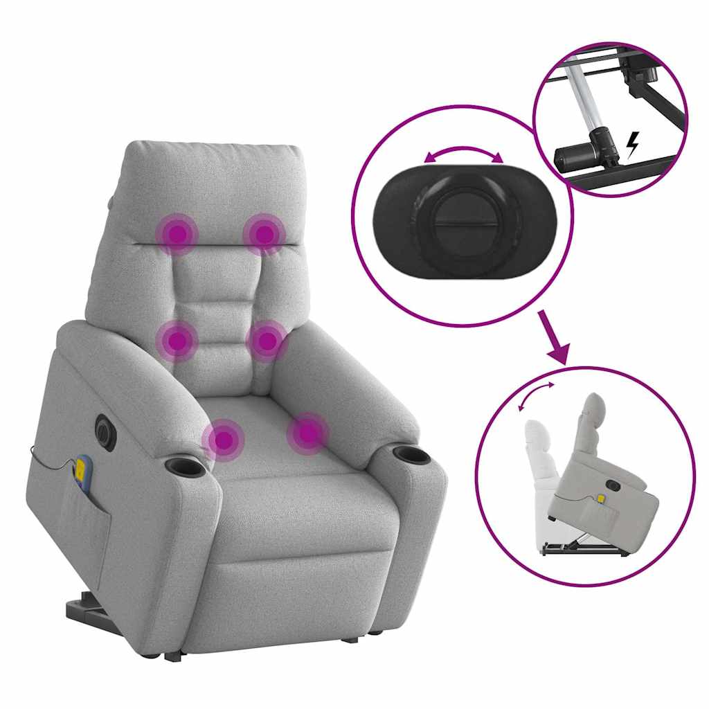 Sta-op-massagestoel elektrisch verstelbaar stof wolk grijs