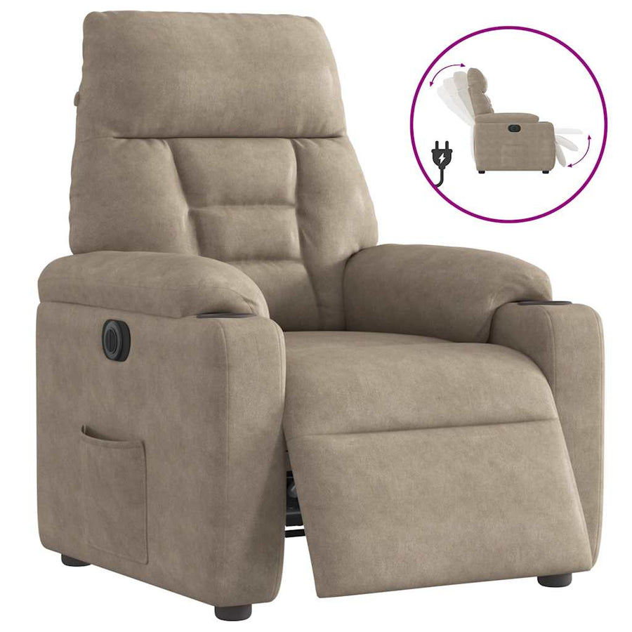 Fauteuil verstelbaar elektrisch microvezelstof taupe