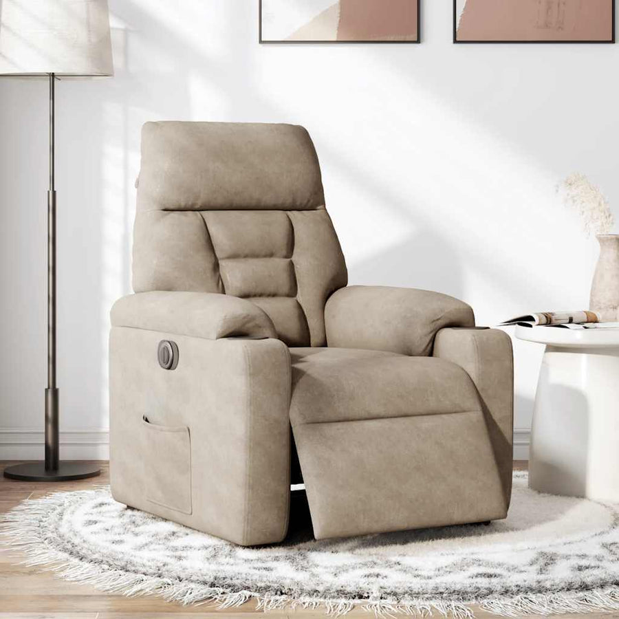Fauteuil verstelbaar elektrisch microvezelstof taupe