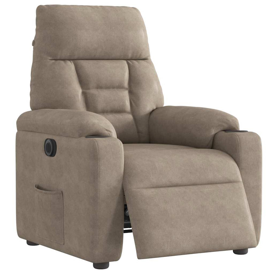 Fauteuil verstelbaar elektrisch microvezelstof taupe