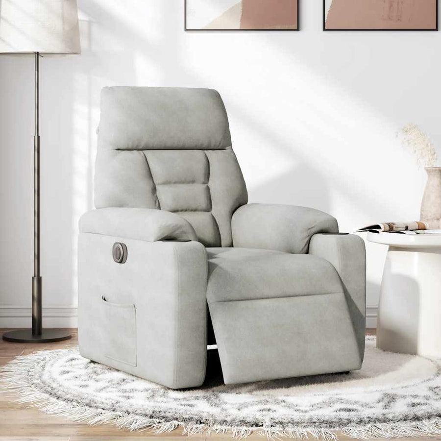Fauteuil verstelbaar elektrisch microvezelstof lichtgrijs