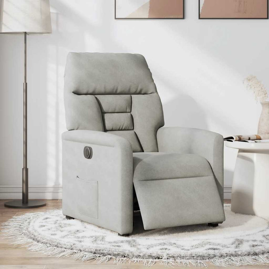 Fauteuil verstelbaar elektrisch microvezelstof lichtgrijs