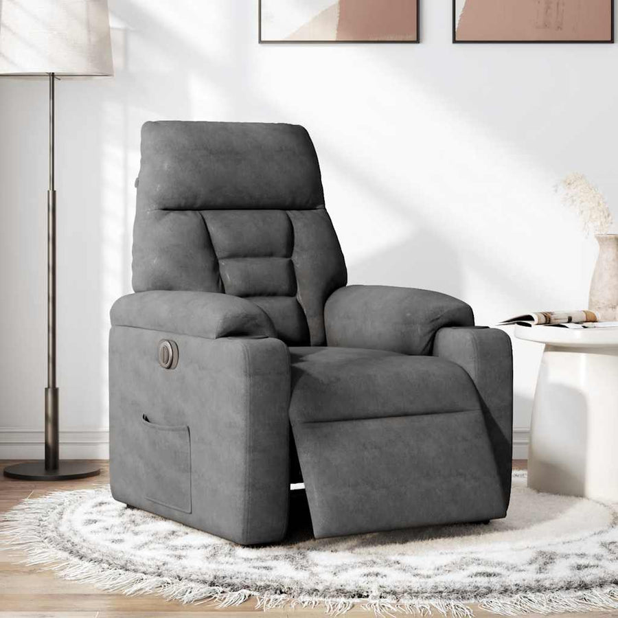 Fauteuil verstelbaar elektrisch microvezelstof donkergrijs