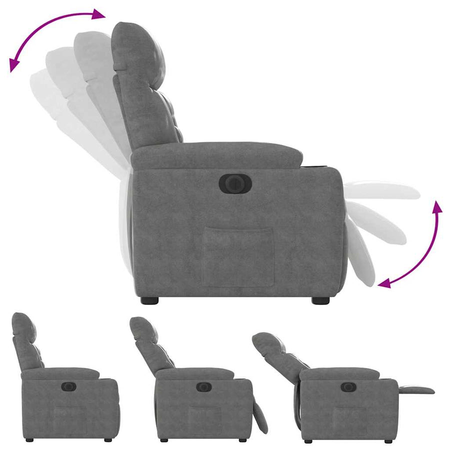 Fauteuil verstelbaar elektrisch microvezelstof donkergrijs