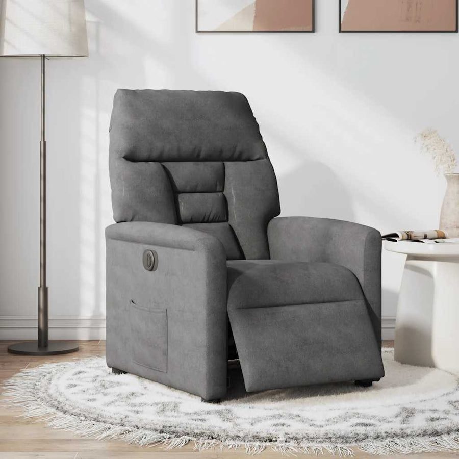 Fauteuil verstelbaar elektrisch microvezelstof donkergrijs
