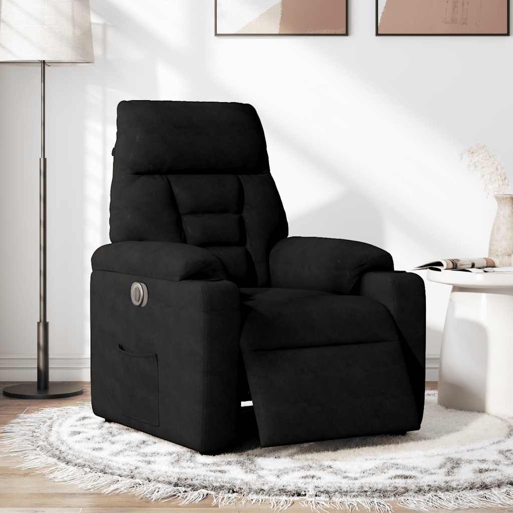 Fauteuil verstelbaar elektrisch microvezelstof zwart