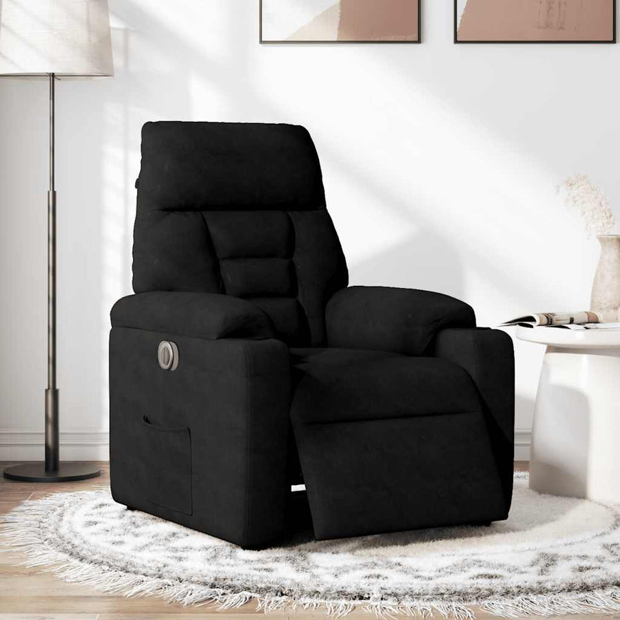 Fauteuil verstelbaar elektrisch microvezelstof zwart