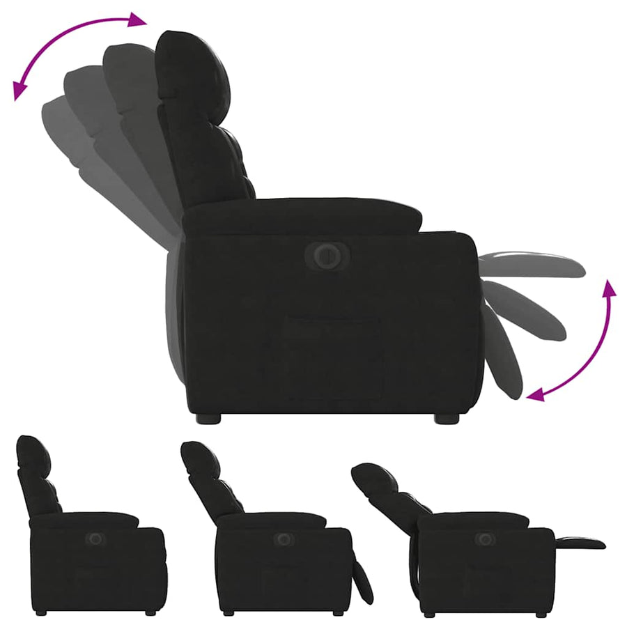 Fauteuil verstelbaar elektrisch microvezelstof zwart