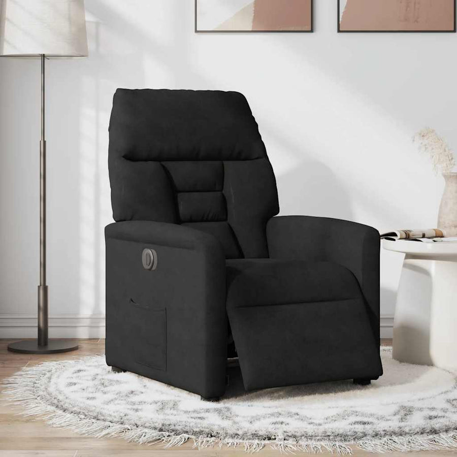 Fauteuil verstelbaar elektrisch microvezelstof zwart