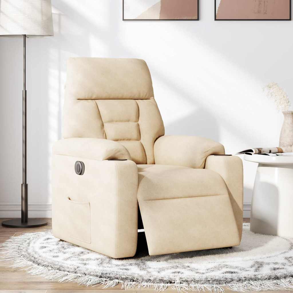 Fauteuil verstelbaar elektrisch microvezelstof crèmekleurig
