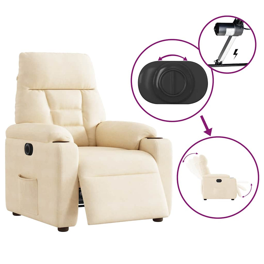 Fauteuil elektrisch verstelbaar microvezelstof beige