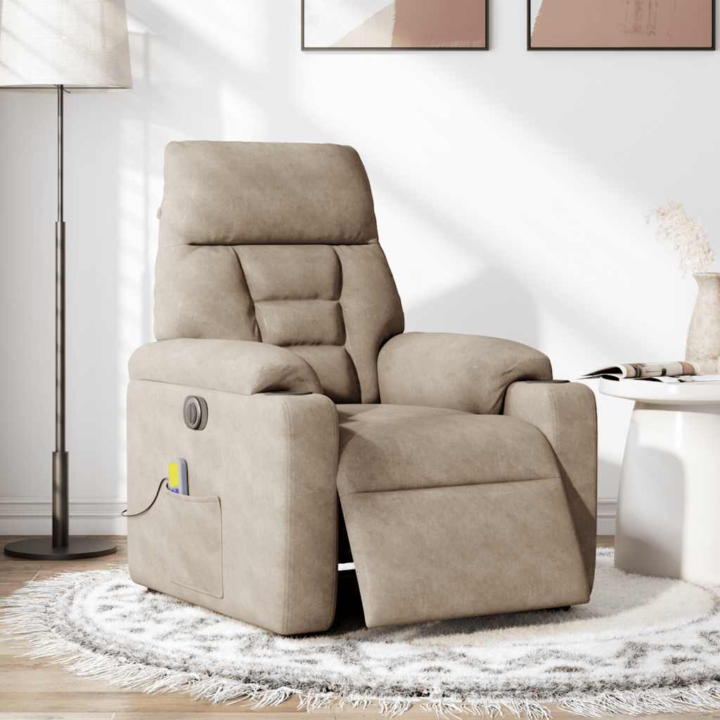 Massagestoel elektrisch verstelbaar microvezelstof taupe