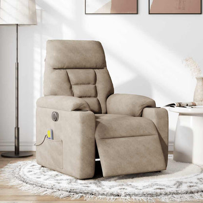 Massagestoel elektrisch verstelbaar microvezelstof taupe