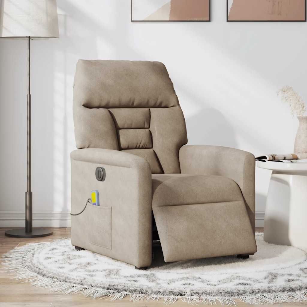 Massagestoel elektrisch verstelbaar microvezelstof taupe