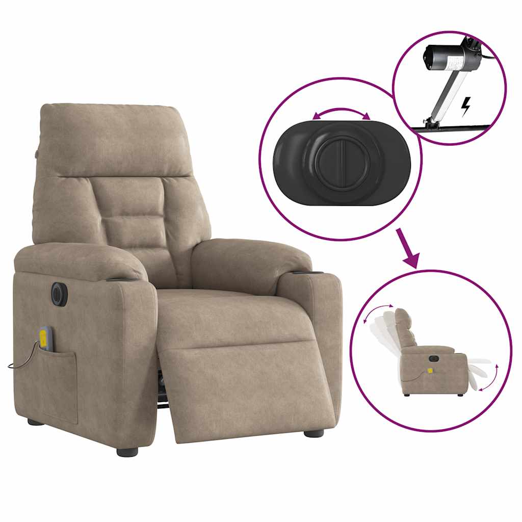 Massagestoel elektrisch verstelbaar microvezelstof taupe