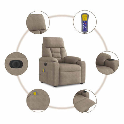Massagestoel elektrisch verstelbaar microvezelstof taupe