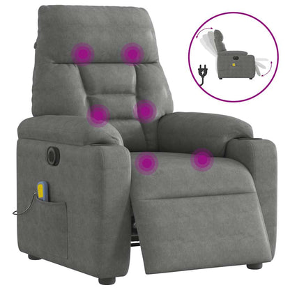 Massagestoel elektrisch verstelbaar microvezelstof donkergrijs