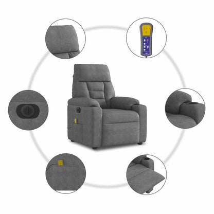 Massagestoel elektrisch verstelbaar microvezelstof donkergrijs