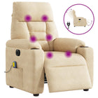 Elektrische massagestoel microvezel crèmekleurig
