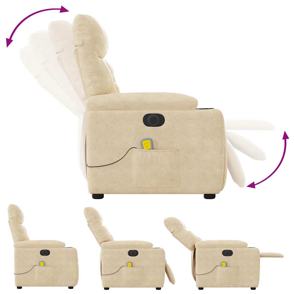 Massagestoel elektrisch verstelbaar microvezelstof crèmekleurig
