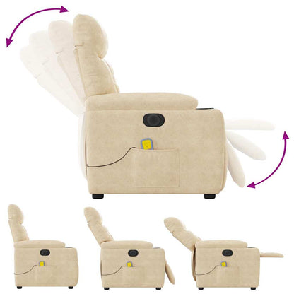 Massagestoel elektrisch verstelbaar microvezelstof crèmekleurig