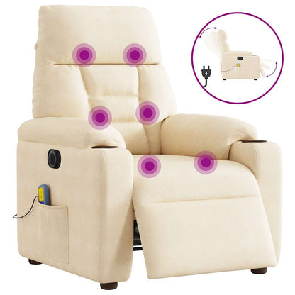 Massagestoel elektrisch verstelbaar microvezelstof beige