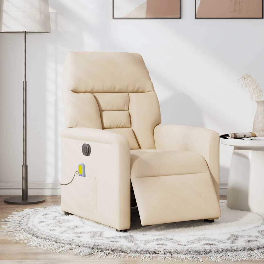 Massagestoel elektrisch verstelbaar microvezelstof beige