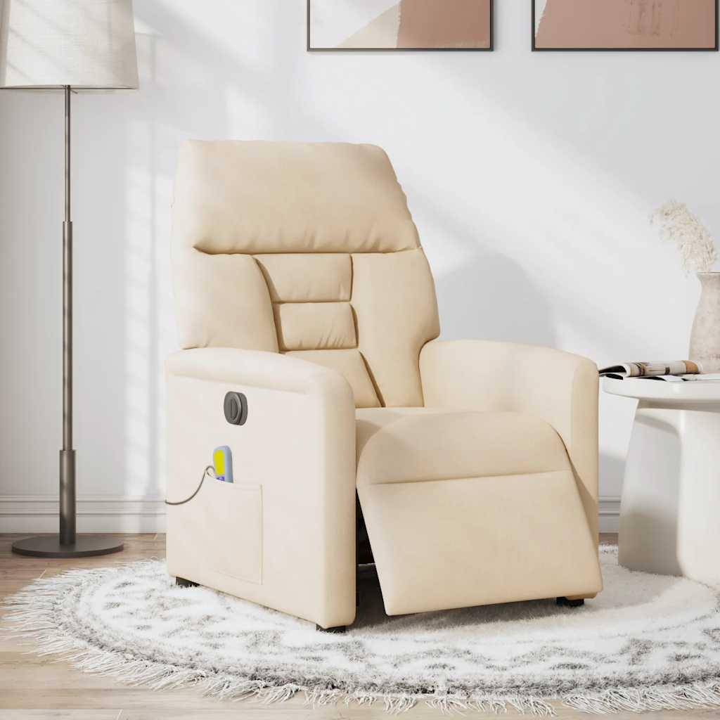 Massagestoel elektrisch verstelbaar microvezelstof beige