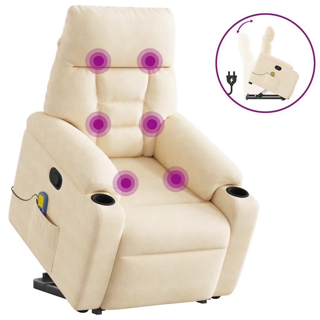 Sta-op-massagestoel verstelbaar microvezelstof beige