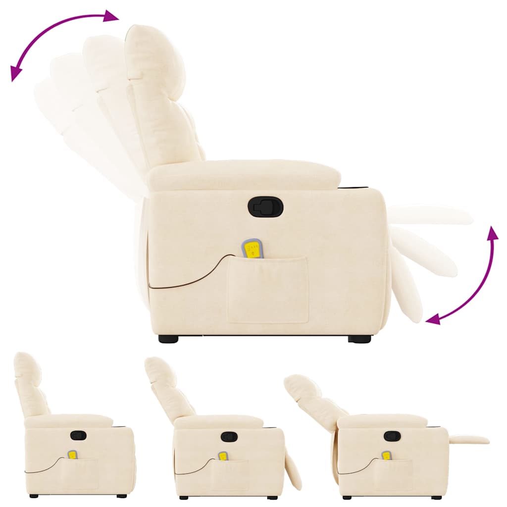Sta-op-massagestoel verstelbaar microvezelstof beige