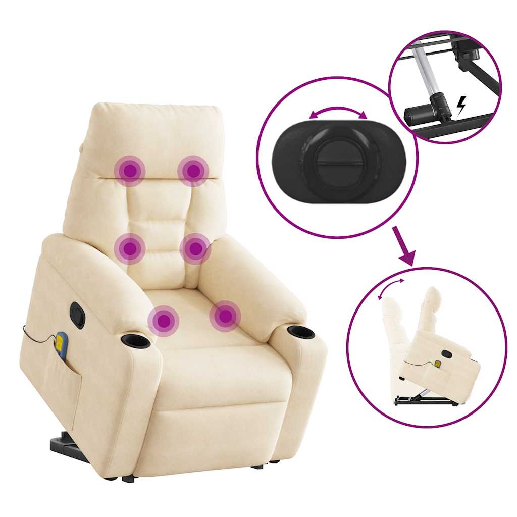 Sta-op-massagestoel verstelbaar microvezelstof beige