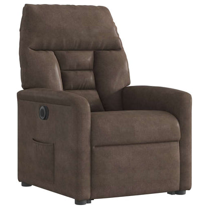 Sta-op-stoel elektrisch verstelbaar microvezelstof bruin