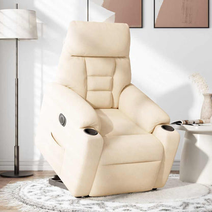Sta-op-stoel elektrisch verstelbaar microvezelstof beige