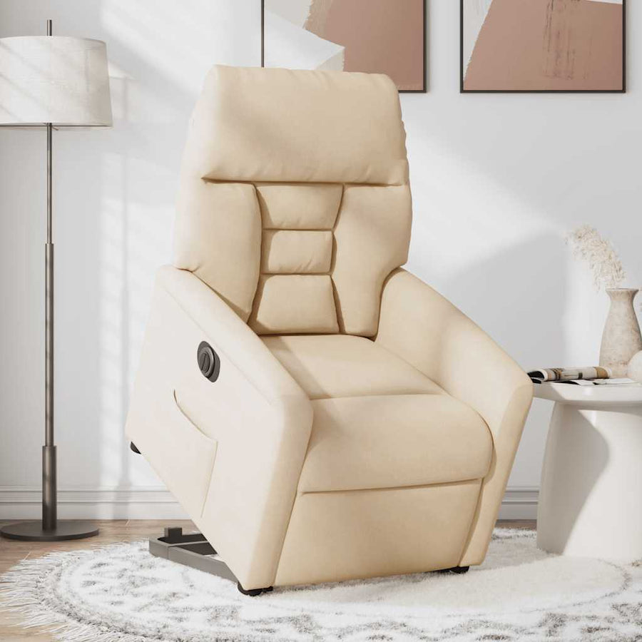 Sta-op-stoel elektrisch verstelbaar microvezelstof beige