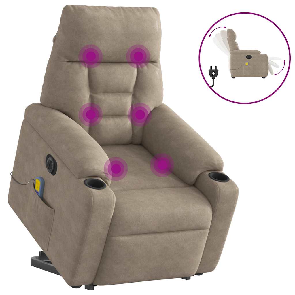 Sta-op-massagestoel elektrisch verstelbaar microvezelstof taupe