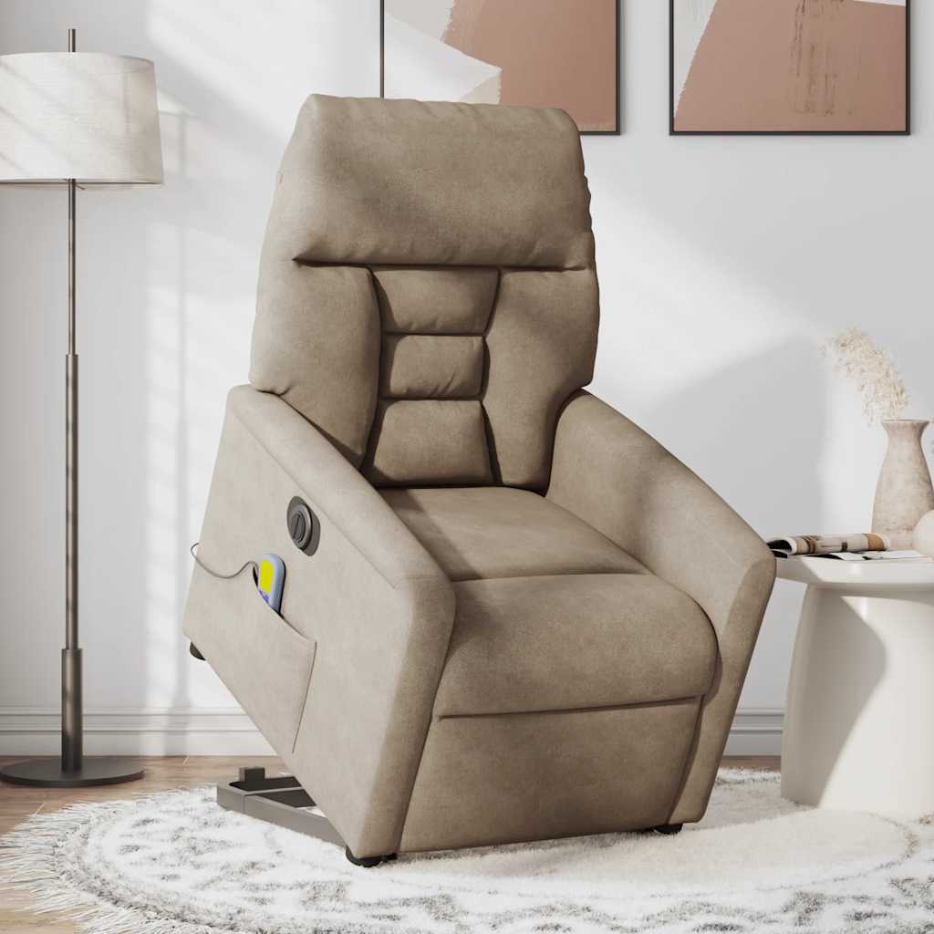Sta-op-massagestoel elektrisch verstelbaar microvezelstof taupe