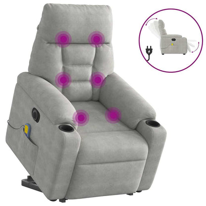 Sta-op-massagestoel elektrisch microvezelstof lichtgrijs