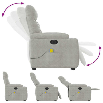 Sta-op-massagestoel elektrisch microvezelstof lichtgrijs