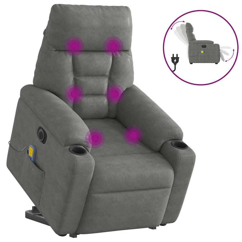 Sta-op-massagestoel elektrisch microvezelstof donkergrijs