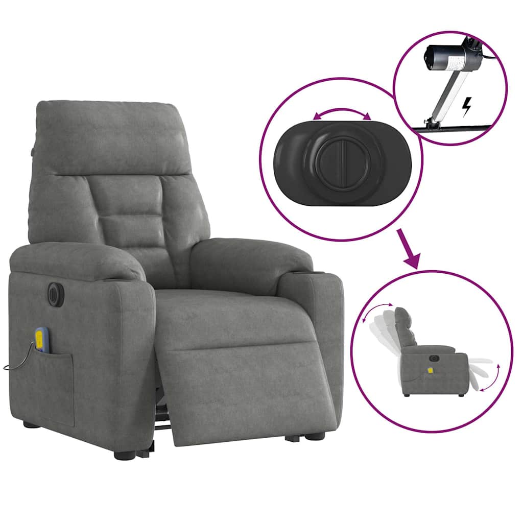 Sta-op-massagestoel elektrisch microvezelstof donkergrijs