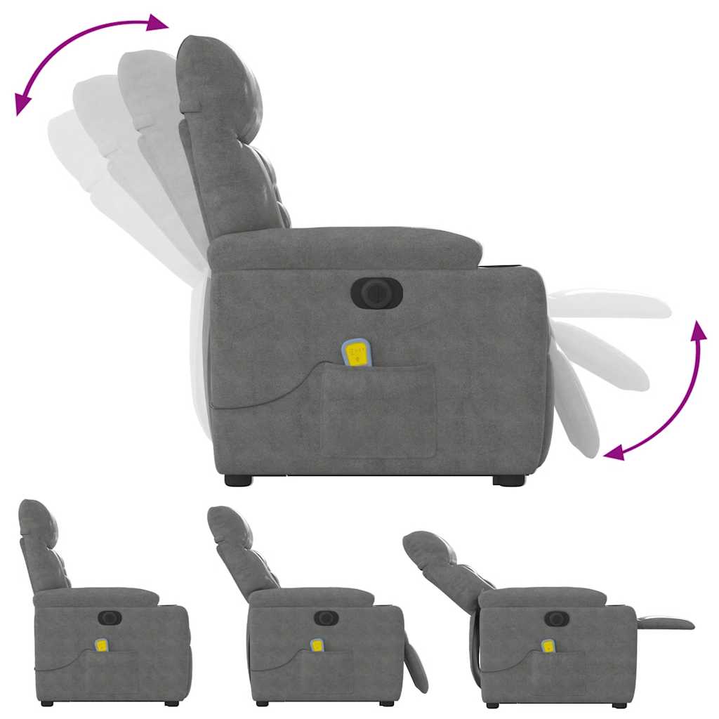 Sta-op-massagestoel elektrisch microvezelstof donkergrijs