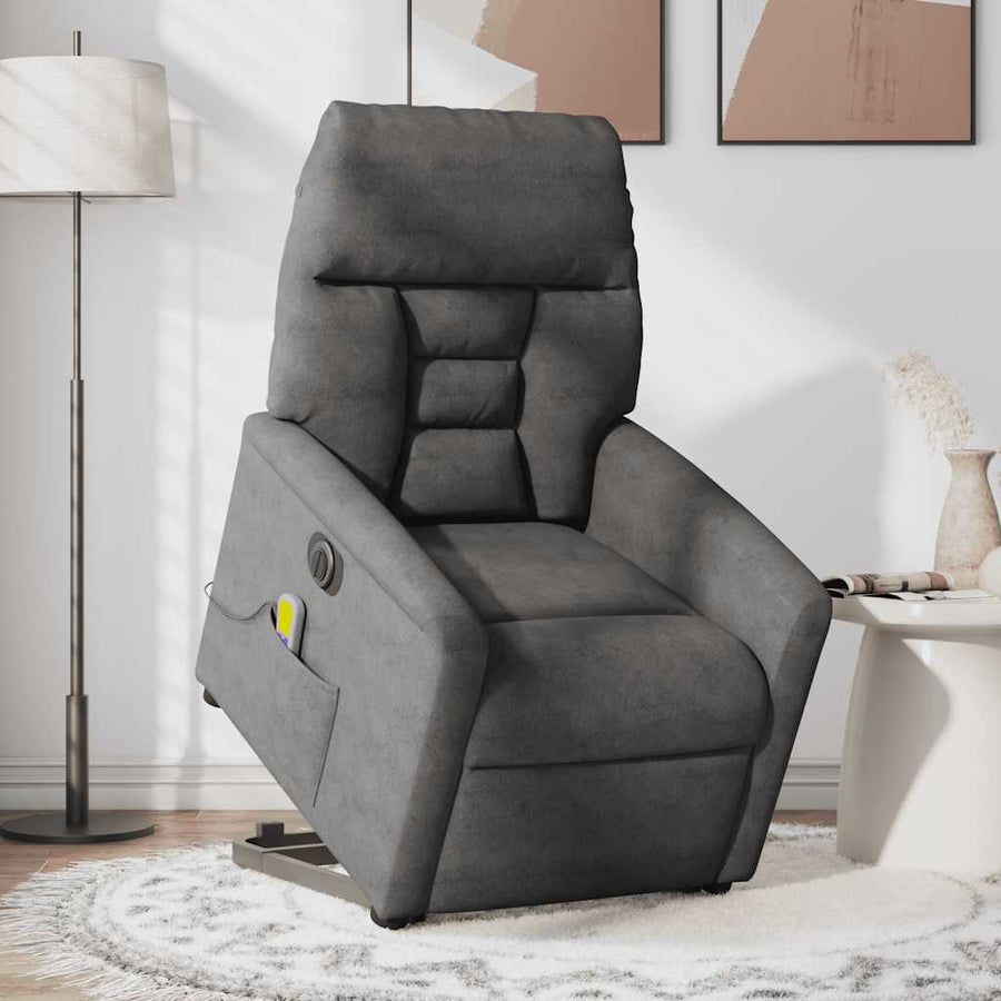 Sta-op-massagestoel elektrisch microvezelstof donkergrijs
