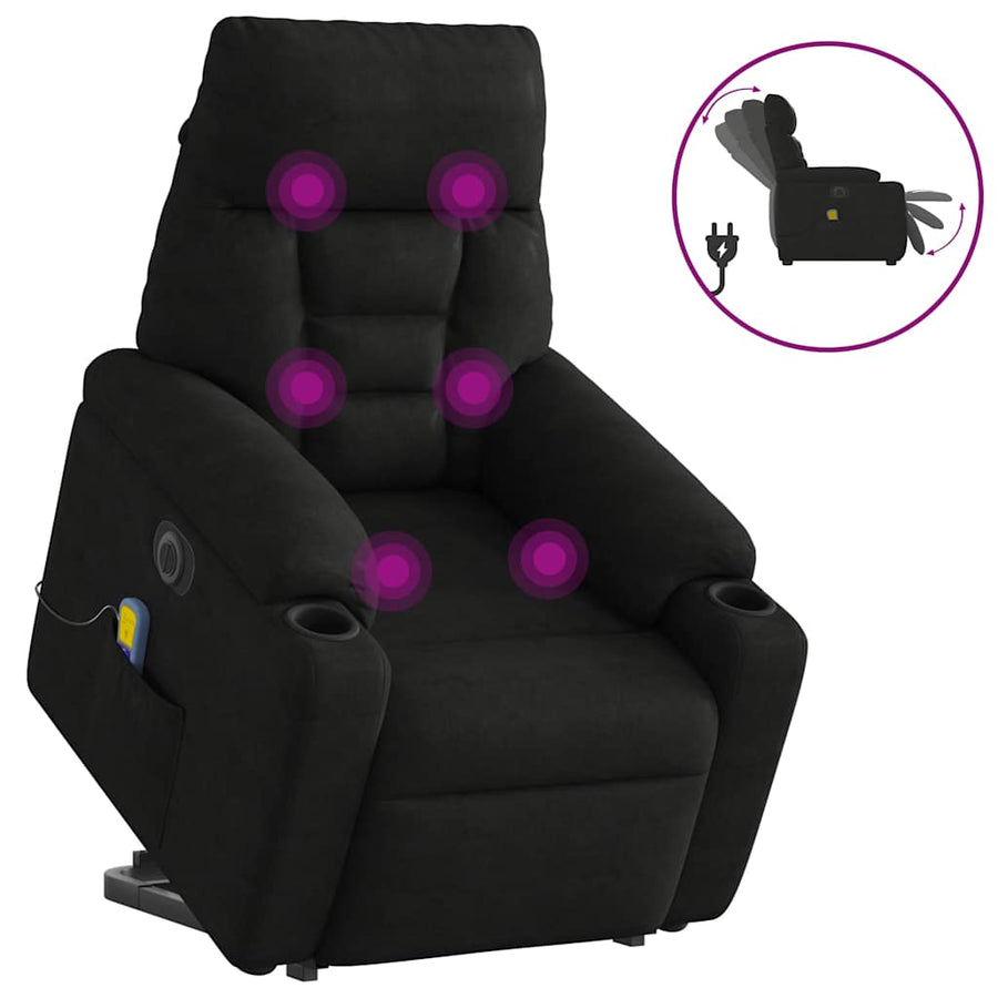 Sta-Op-Massagestoel Elektrisch Verstelbaar Microvezelstof Zwart 1 Ja
