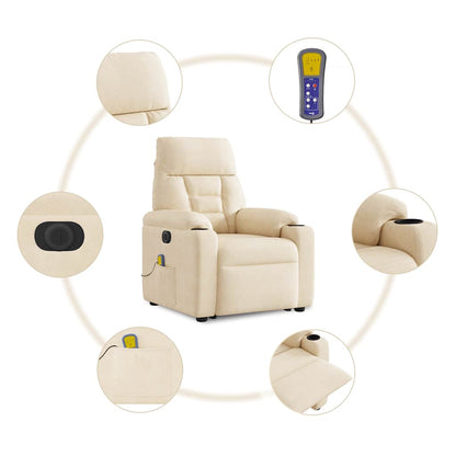 Sta-op-massagestoel elektrisch verstelbaar microvezelstof beige
