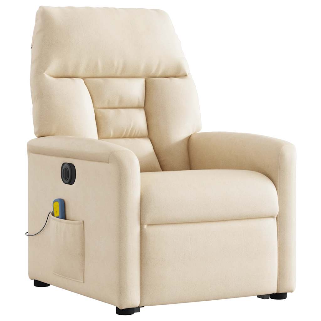Sta-op-massagestoel elektrisch verstelbaar microvezelstof beige