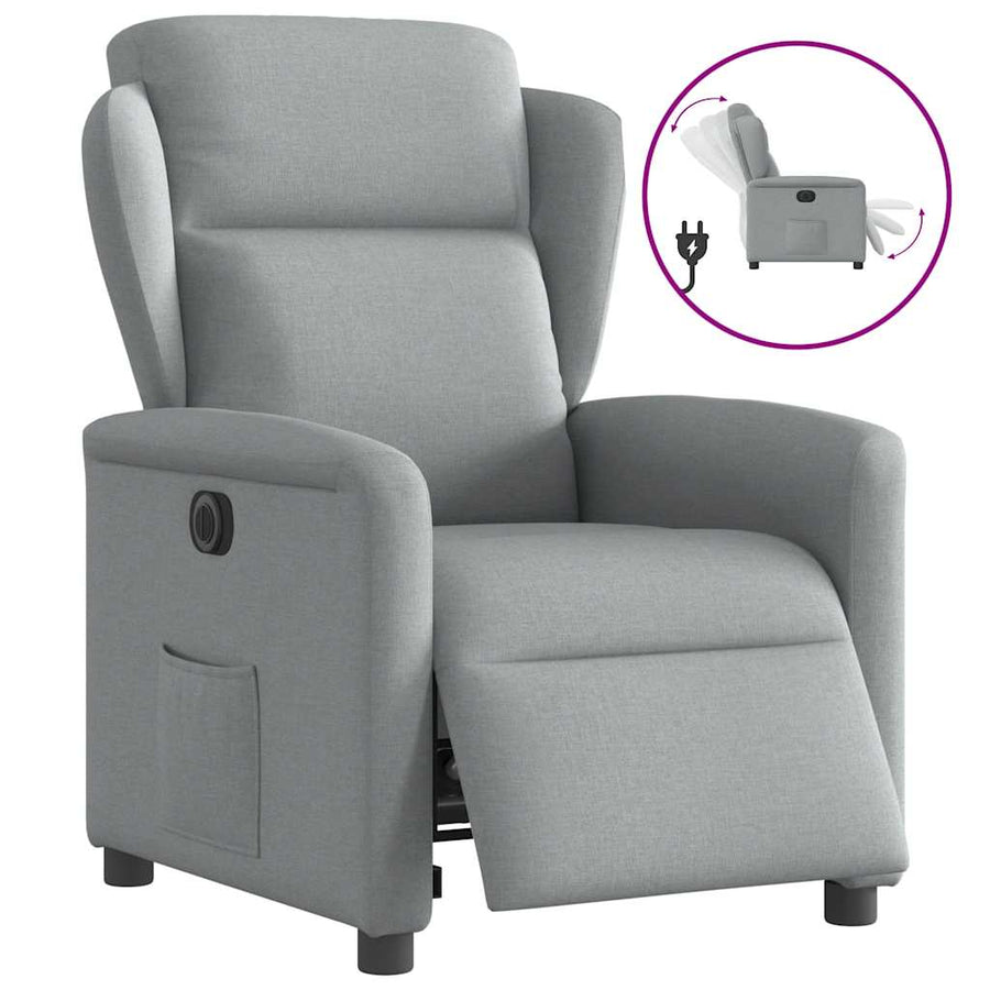 Fauteuil elektrisch verstelbaar stof lichtgrijs