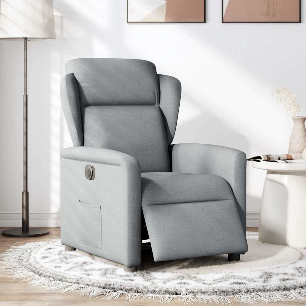 Fauteuil elektrisch verstelbaar stof lichtgrijs