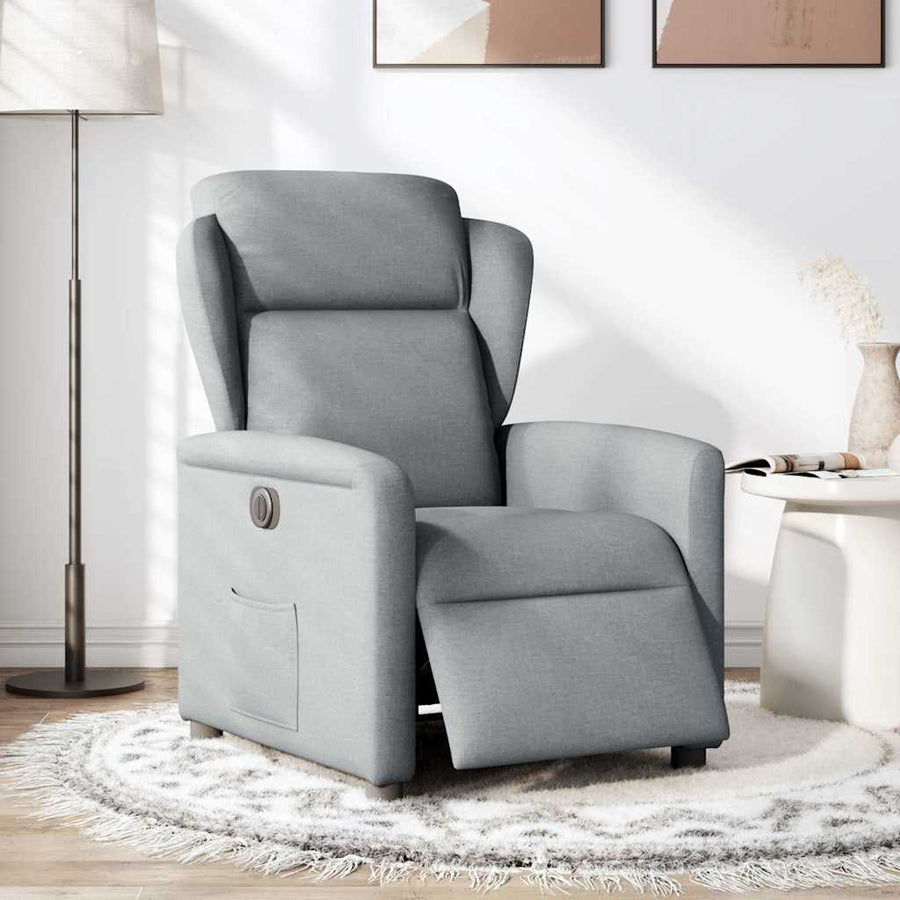 Fauteuil elektrisch verstelbaar stof lichtgrijs